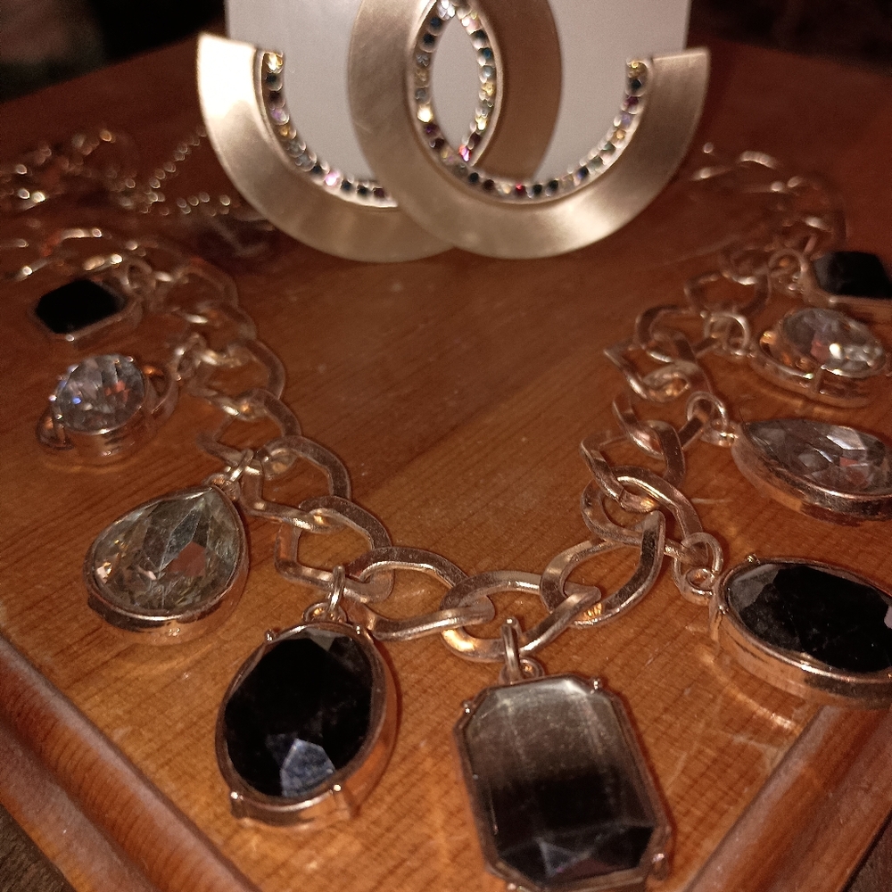 Smokey Brown Crystal Necklace and Earrings
